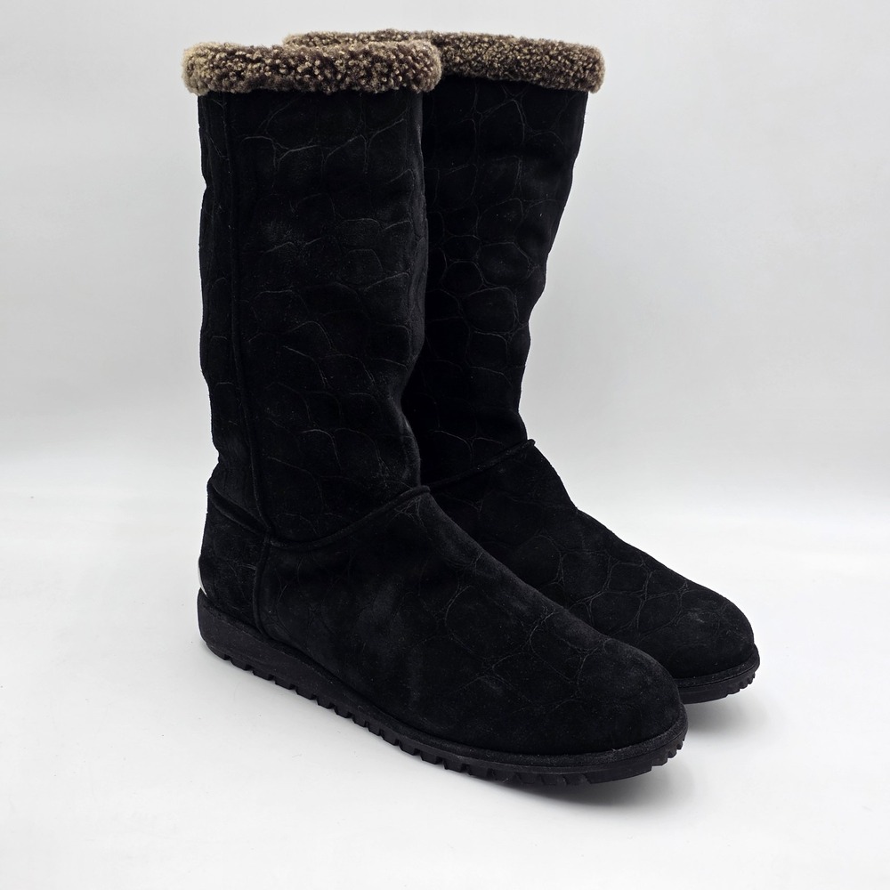 Stuart Weitzman Suede Shearling Lined Winter Boots Black Women's Size 11